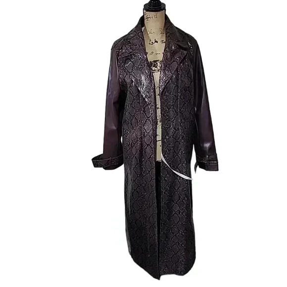 MISSGUIDED Snake Print Faux Leather Contrast Trench Coat. Nwt size US 8 - Picture 5 of 10